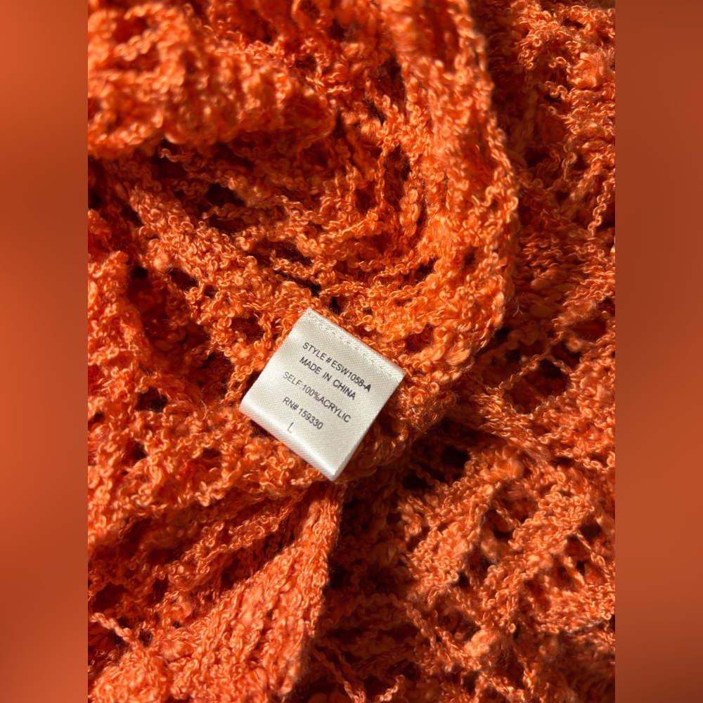 Heyson Vibrant Orange Open-Front Crochet Cardigan - Picture 5 of 9